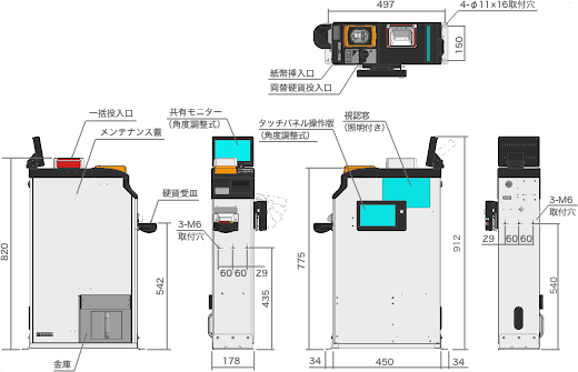 自動精算スリム型運賃箱 RX-FTS型